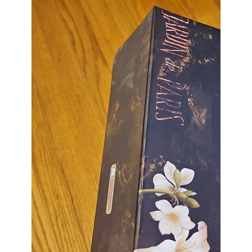 Elegant Storage Box Black Jardin De Paris With White Lilies apprx 10.5x3.75x2.75